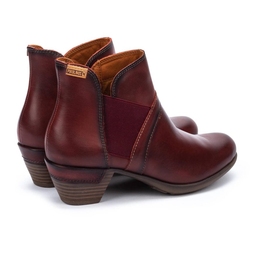 Women's Pikolinos ROTTERDAM Ankle Boots Burgundy | NZ A97A285